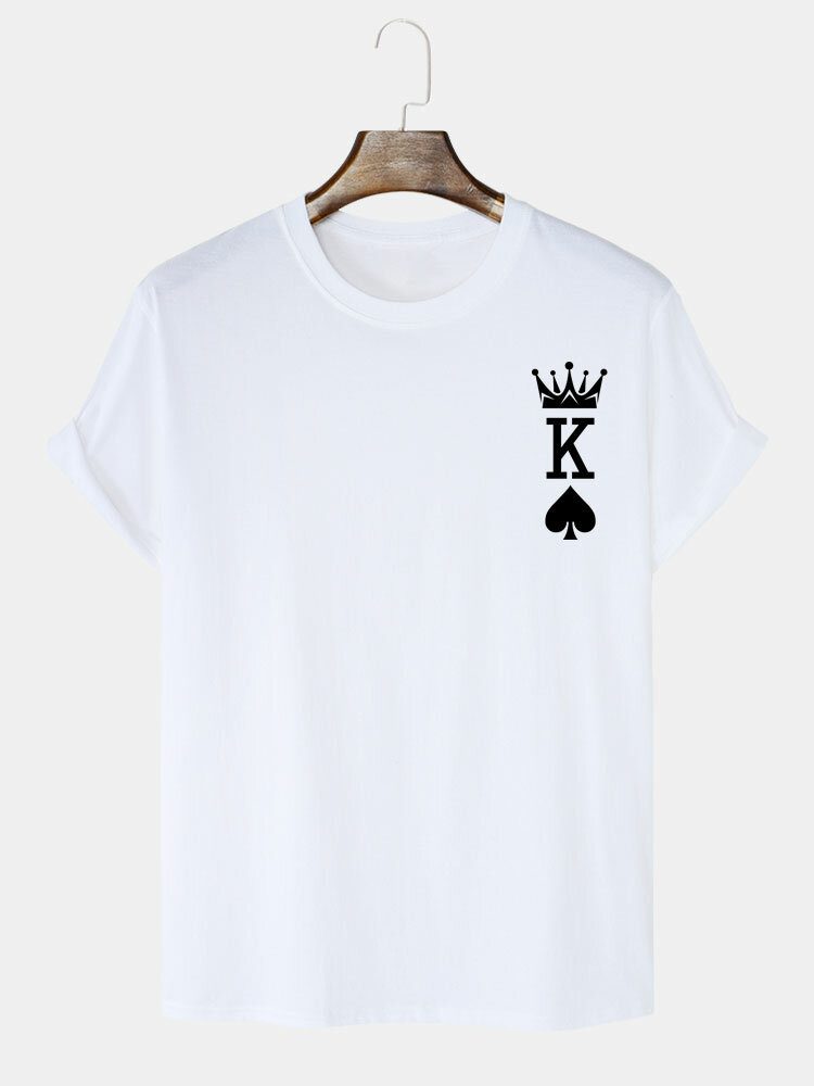 Herre 100% Bomull Crown King Of Spades T-skjorter Med Pokertrykk