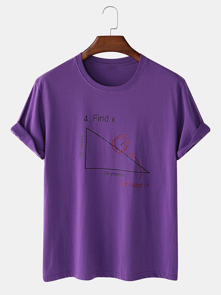 Herre 100% Bomull Matematikk Geometri Print Kortermede T-skjorter