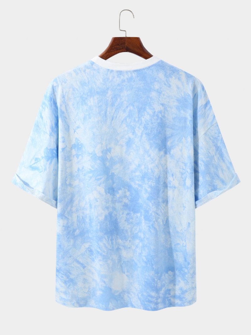 Herre 100% Bomull Tie Dye Leppe-og Negletrykk Hudvennlig Løs Uformell T-skjorte