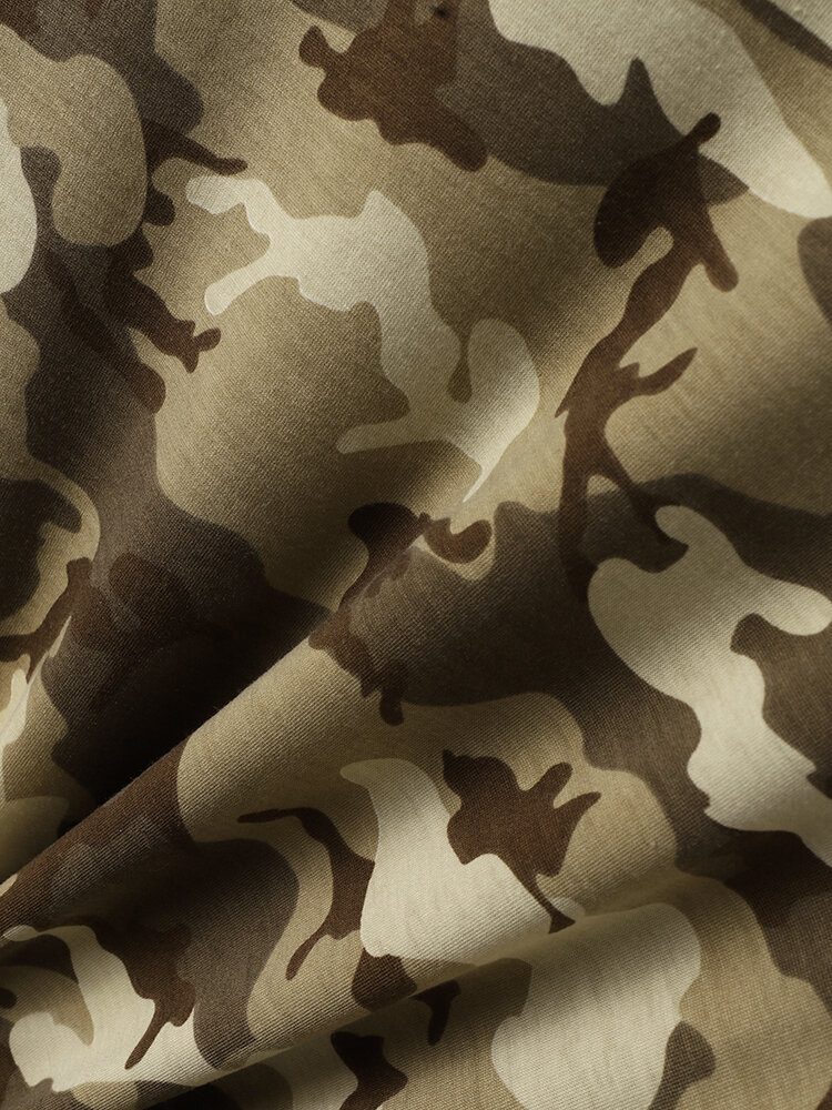 Herre Gingham Camo Print Enkellommeskant Mansjett Hudvennlig Kortermet T-skjorte