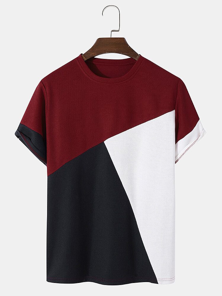 Herre Veins Color Block Casual T-skjorter