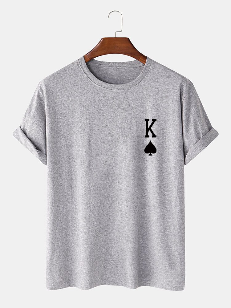 King Of Spades Poker Print 100% Bomull Kortermet T-skjorte For Menn