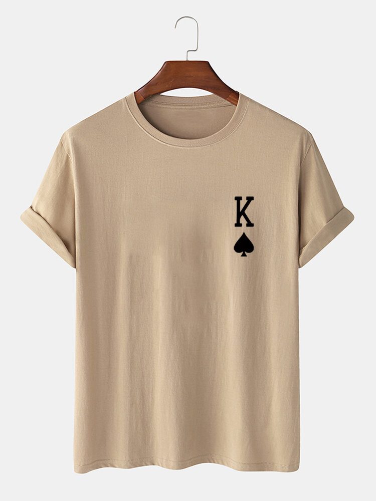 King Of Spades Poker Print 100% Bomull Kortermet T-skjorte For Menn