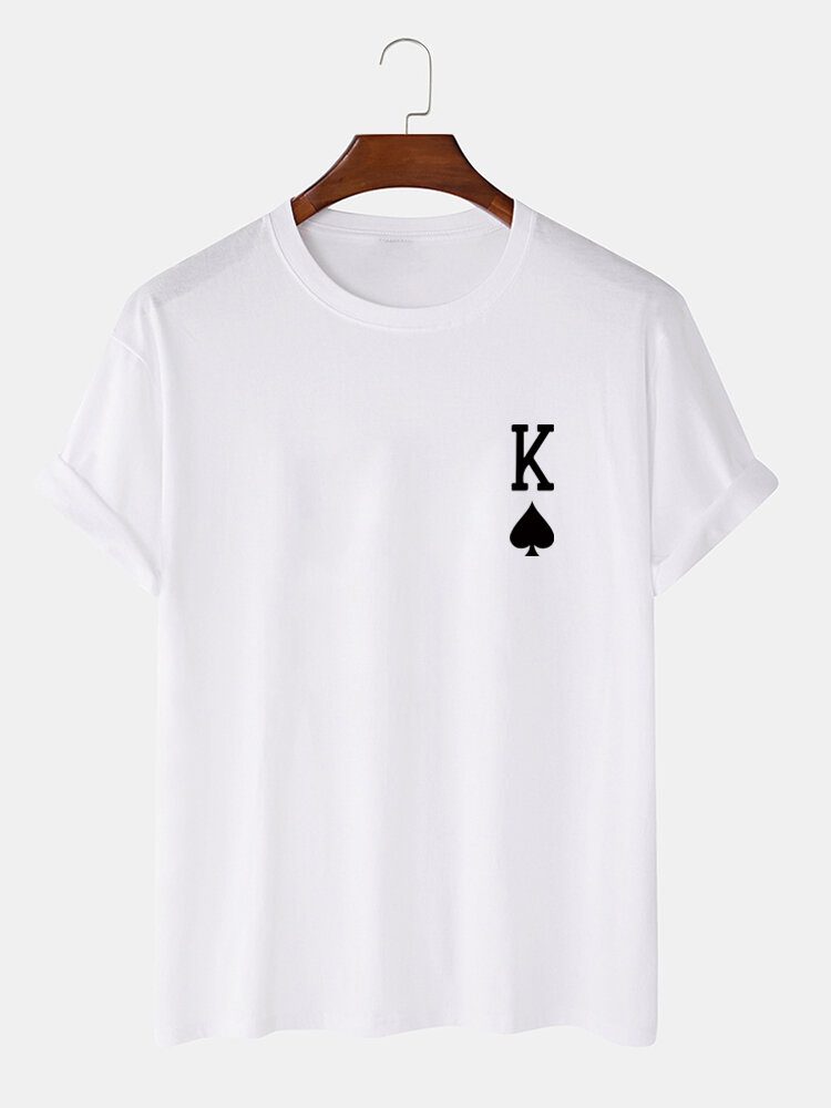 King Of Spades Poker Print 100% Bomull Kortermet T-skjorte For Menn