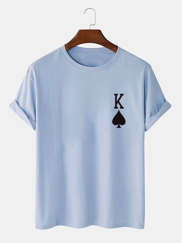 King Of Spades Poker Print 100% Bomull Kortermet T-skjorte For Menn