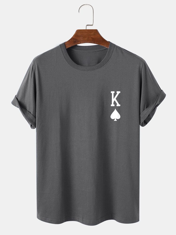 King Of Spades Poker Print 100% Bomull Kortermet T-skjorte For Menn