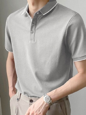 Slim Kontrastfarge For Menn Casual Slim Fit Basic Golf Tennis T-skjorte