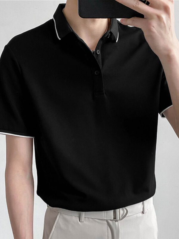 Slim Kontrastfarge For Menn Casual Slim Fit Basic Golf Tennis T-skjorte