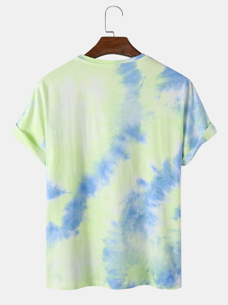 Smil Letter Print Tie Dye Crew Neck Street T-skjorter