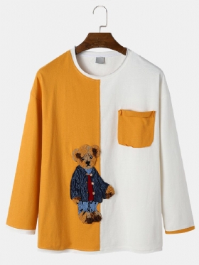 Teddy T-skjorte Med Tegneserietrykt Preppy Youngster Patchwork Topp