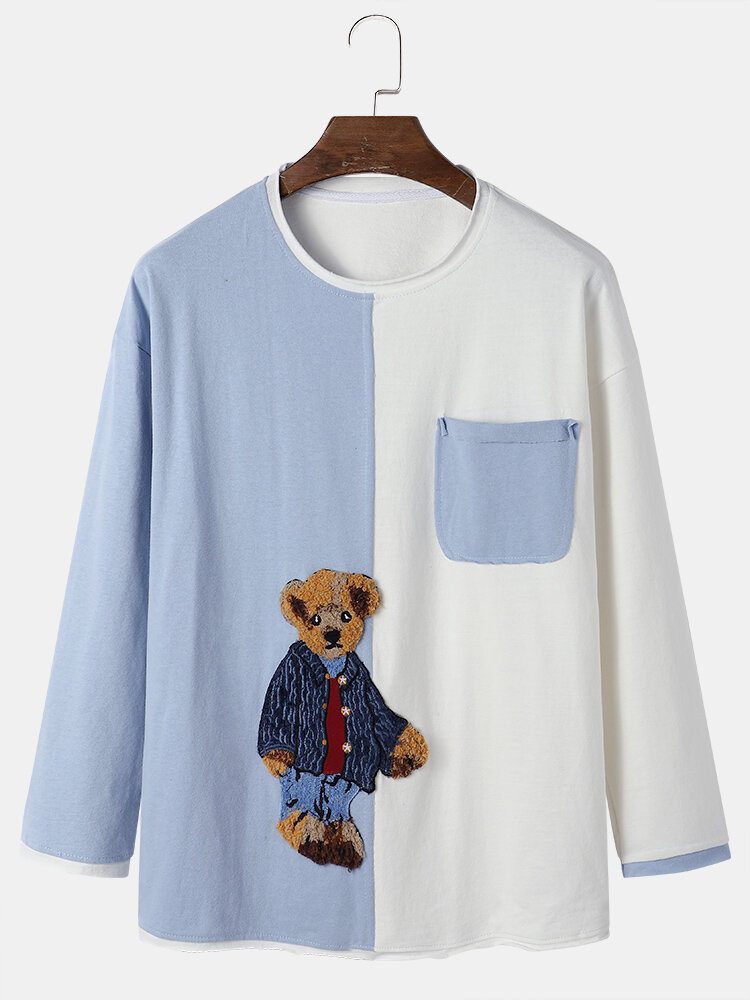 Teddy T-skjorte Med Tegneserietrykt Preppy Youngster Patchwork Topp