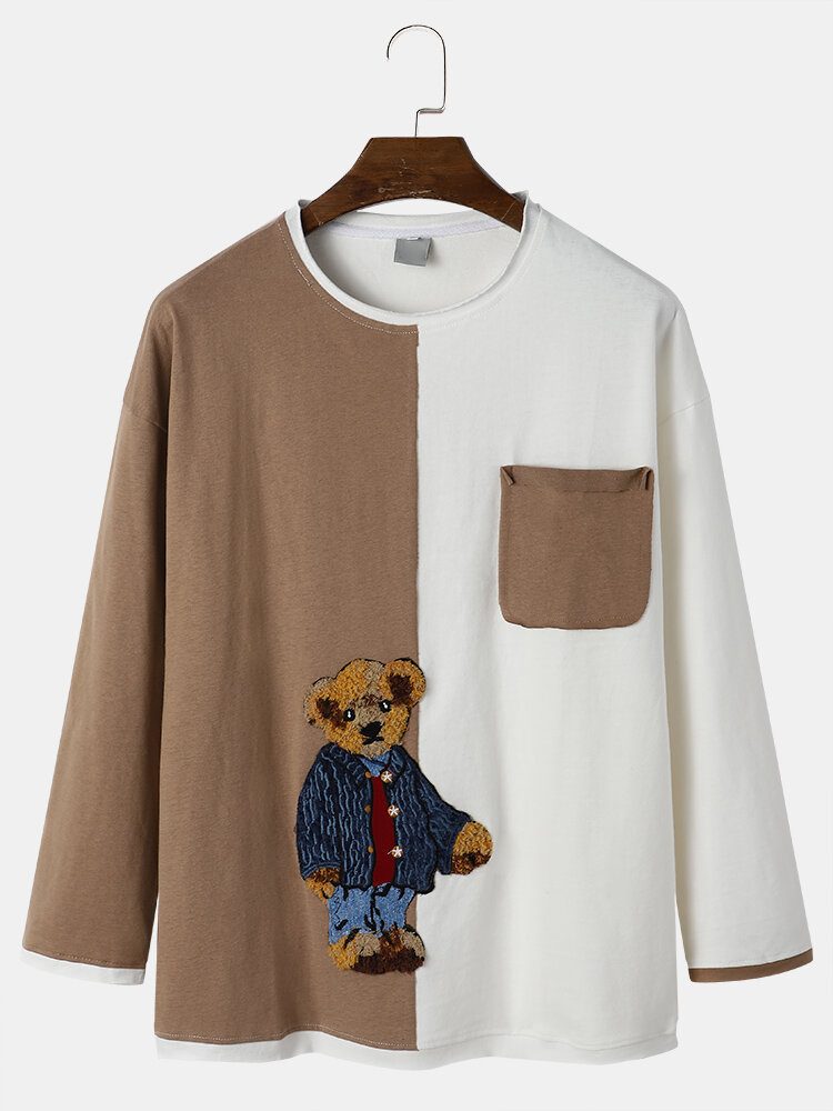 Teddy T-skjorte Med Tegneserietrykt Preppy Youngster Patchwork Topp