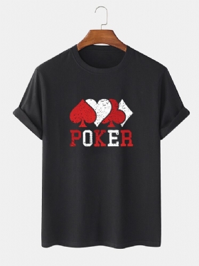 Uformelle T-skjorter Med Kortermet Pokertrykk I 100% Bomull Kontrast For Menn