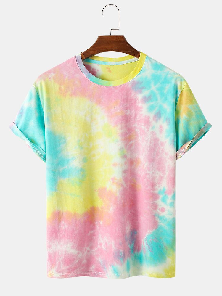 Uformelt Sommerfugl Letter Print Street Tie Dye T-skjorter Med Korte Ermer