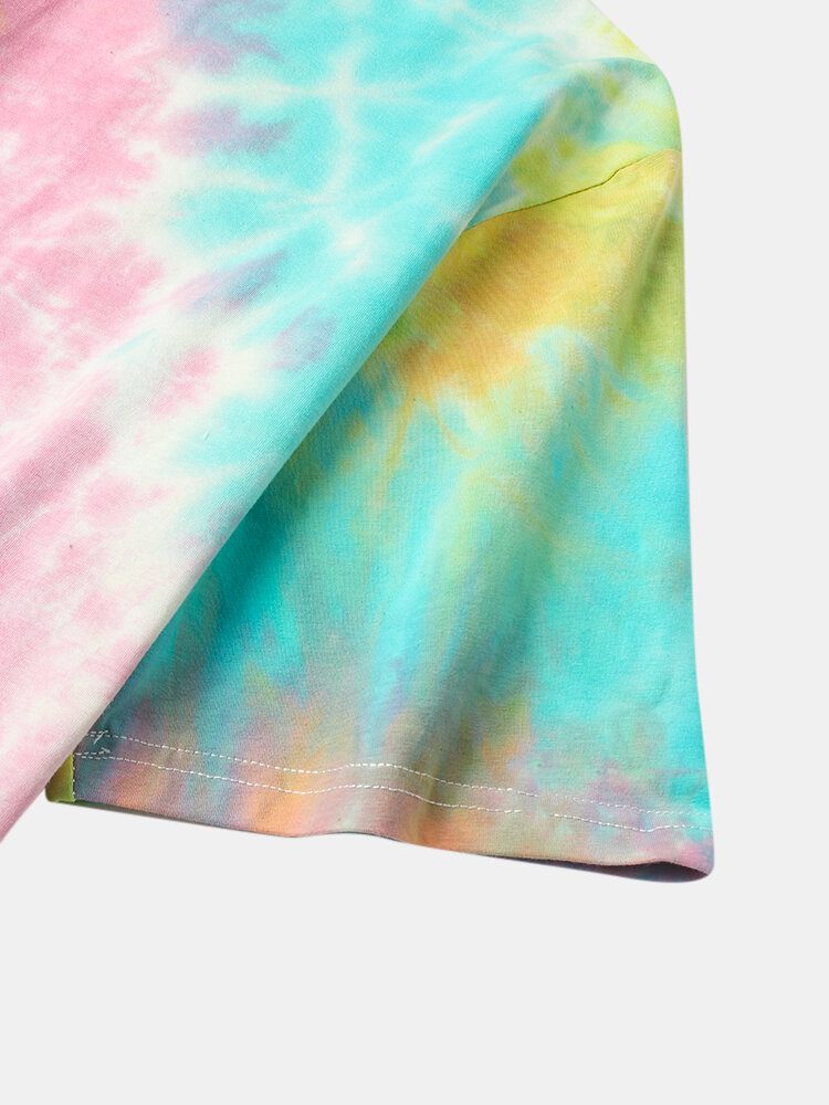 Uformelt Sommerfugl Letter Print Street Tie Dye T-skjorter Med Korte Ermer