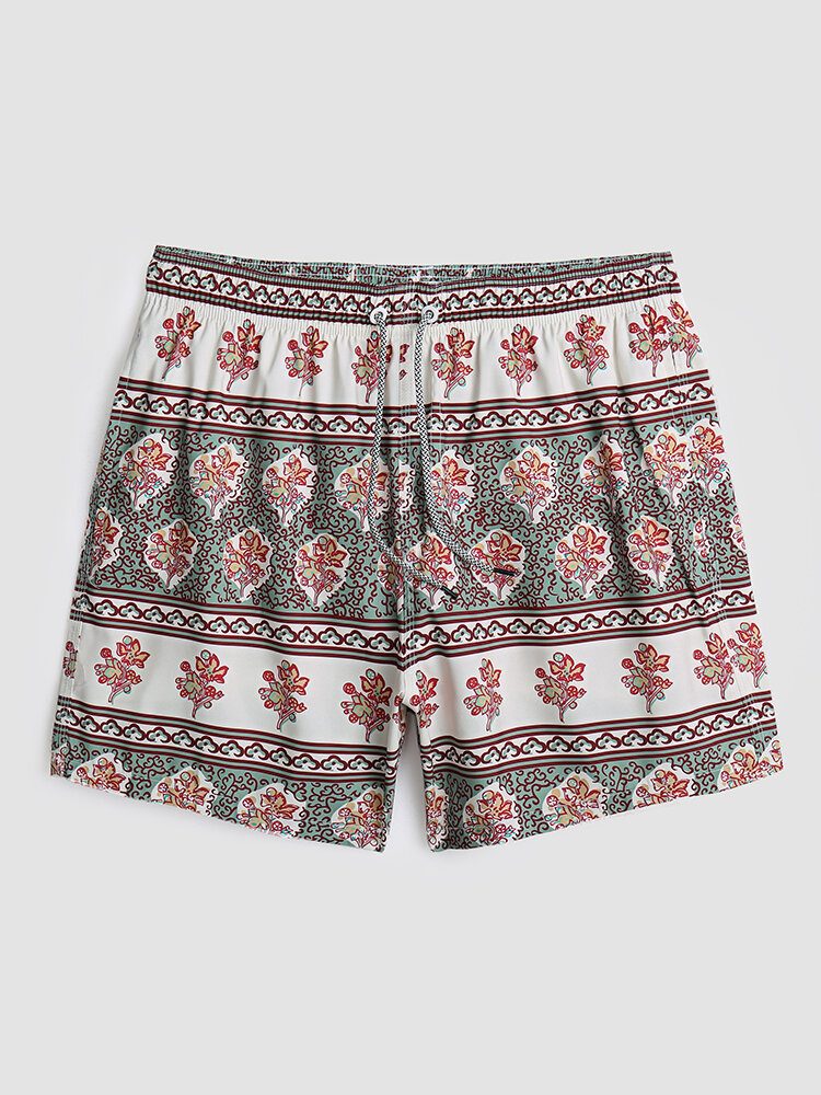 Blomstertrykk For Menn Vintage Stil Koselig Short Lett Thin Board Shorts