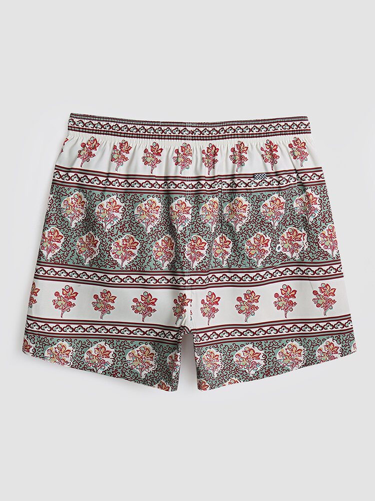 Blomstertrykk For Menn Vintage Stil Koselig Short Lett Thin Board Shorts