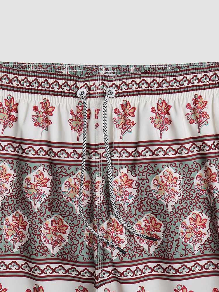 Blomstertrykk For Menn Vintage Stil Koselig Short Lett Thin Board Shorts