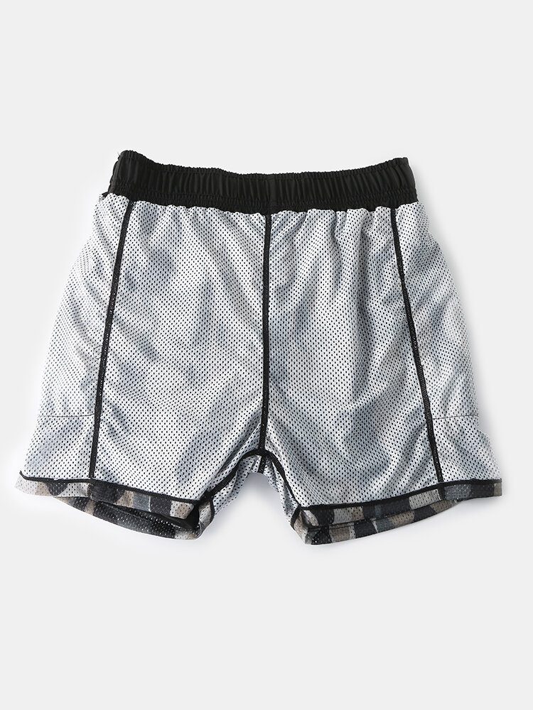 Camo Patchwork For Menn Hurtigtørrende Elastisk Midje Løs Utendørs Løping Sports-stretch-shorts