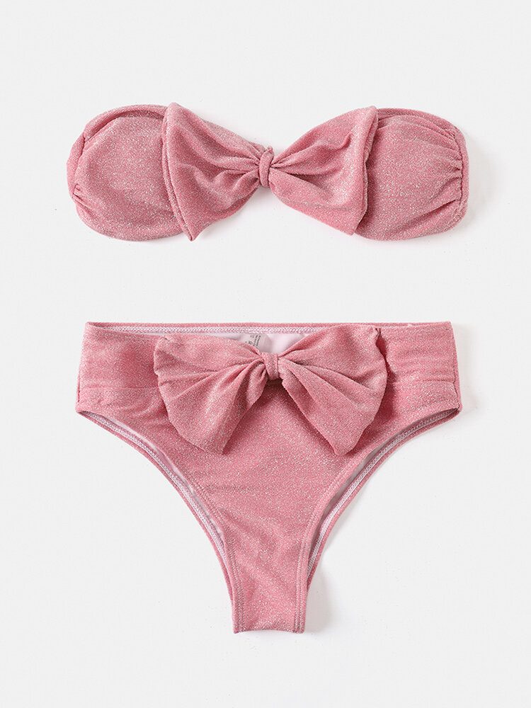 Dame Large Bowknot Trådløs Rygglukking Bandeau Bikinis Badetøy