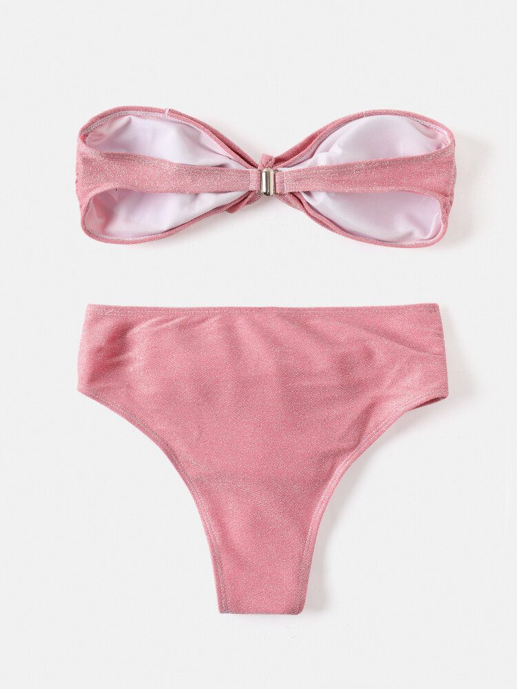 Dame Large Bowknot Trådløs Rygglukking Bandeau Bikinis Badetøy