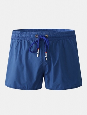 Ensfarget Herre Hurtigtørrende Snøring Casual Beach Board-shorts Med Kompresjonsfôr