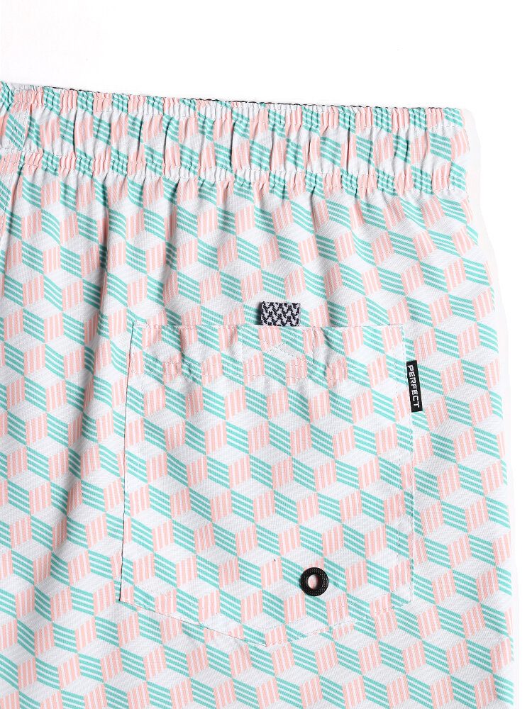 Herre All Over Geo Print Hurtigtørkende Strandshorts Med Snøring