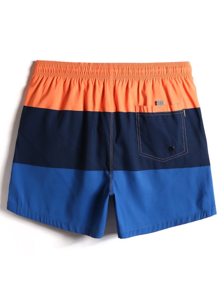 Herre Color Block Panel Hurtigtørkende Strandshorts Med Snøring