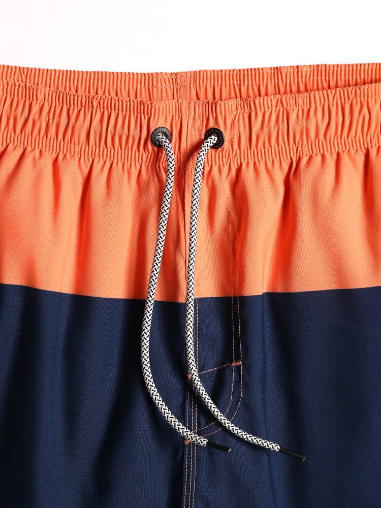 Herre Color Block Panel Hurtigtørkende Strandshorts Med Snøring