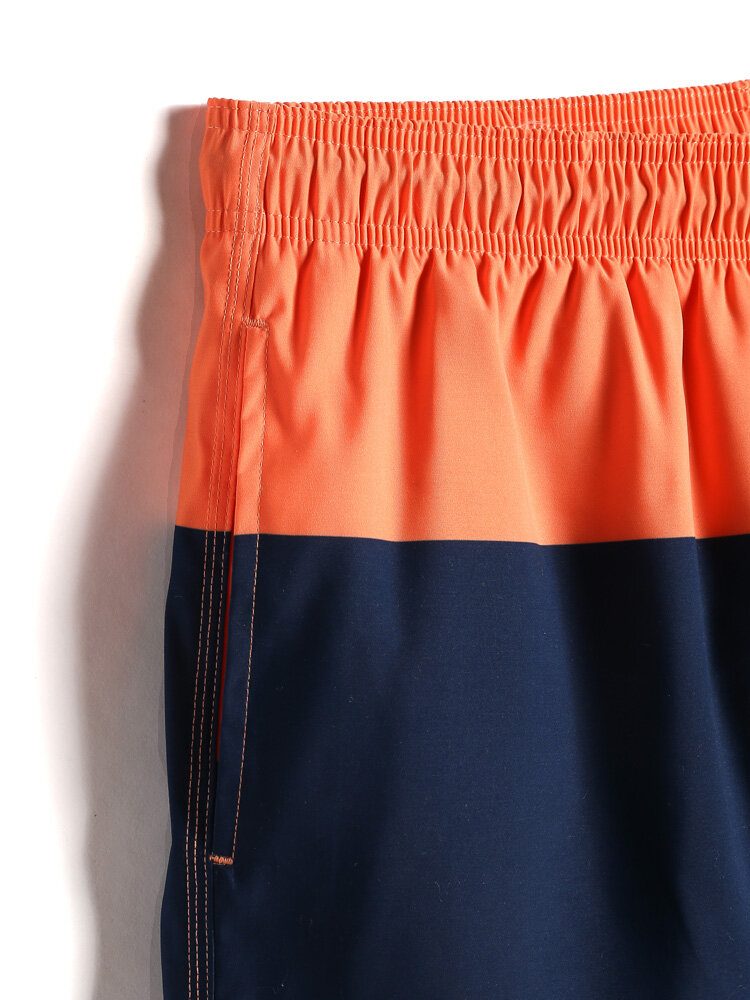 Herre Color Block Panel Hurtigtørkende Strandshorts Med Snøring