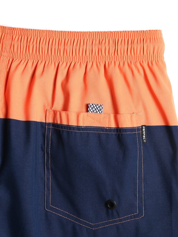 Herre Color Block Panel Hurtigtørkende Strandshorts Med Snøring