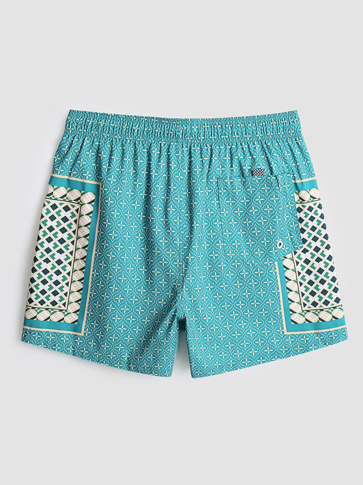 Herre Elegant Print Patchwork Retro-stil Lett Tynn Brettshorts Med Snøring