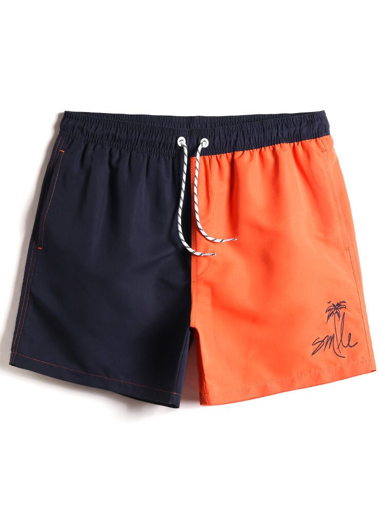 Herre Kontrastfarge Patchwork Quick Dry Snøring Midje Tynn Beach Board Shorts