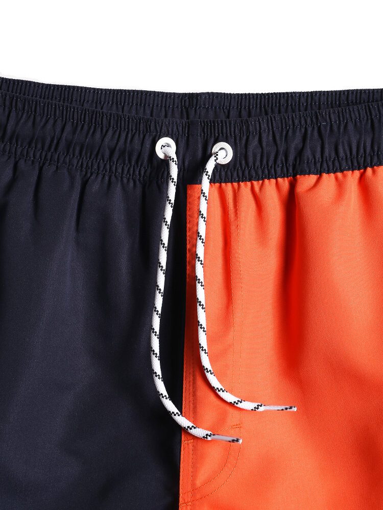 Herre Kontrastfarge Patchwork Quick Dry Snøring Midje Tynn Beach Board Shorts