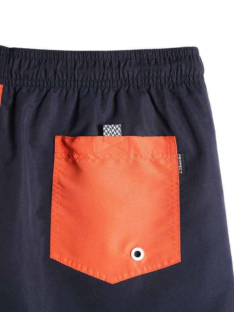 Herre Kontrastfarge Patchwork Quick Dry Snøring Midje Tynn Beach Board Shorts