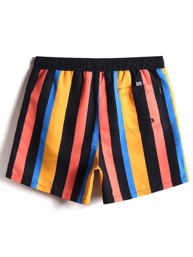 Hurtigtørkende Fargerik Strandshorts Med Bred Stripe Og Snor