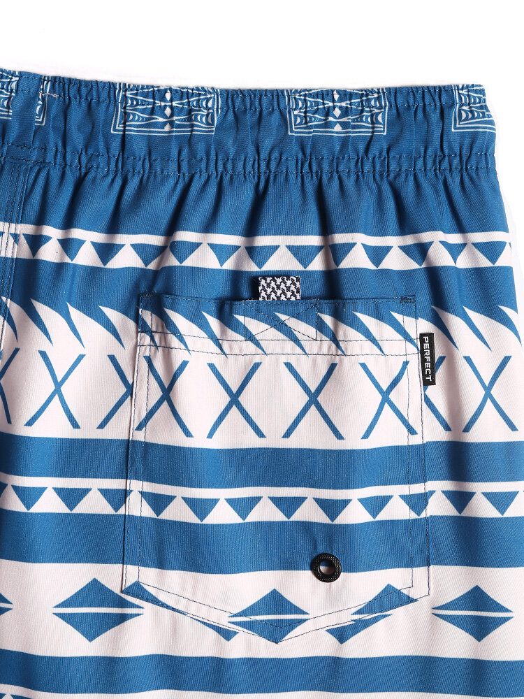 Hurtigtørkende Herre Vintage Geoprint Strandshorts Med Snøring