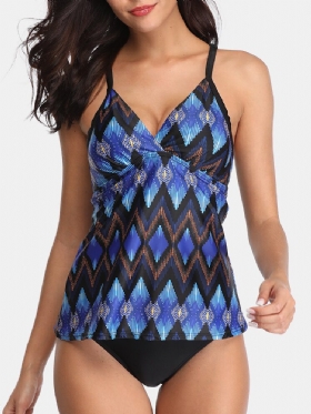 Kvinner Etnisk Stil Geometrisk Print Backless Tankini Cover Belly Badedrakter