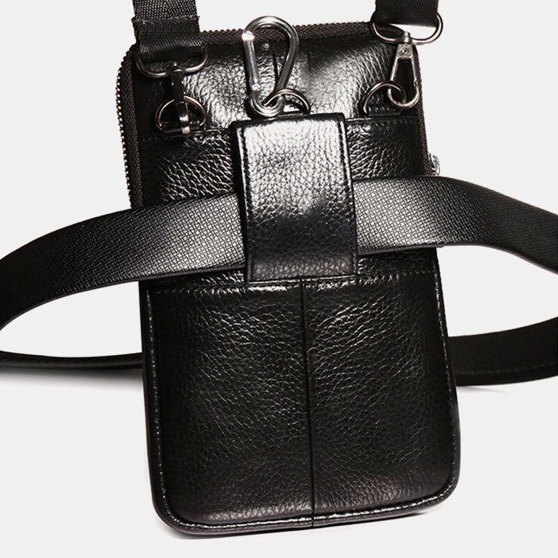 Belteveske I Ekte Skinn For Menn Casual Crossbody-veske Skulderveske