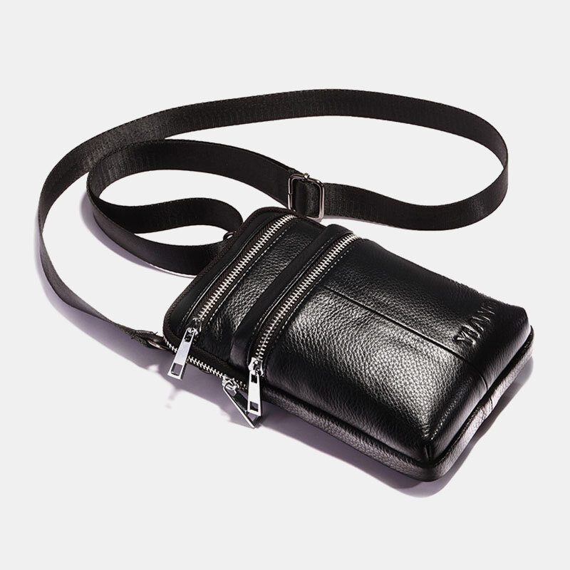 Belteveske I Ekte Skinn For Menn Casual Crossbody-veske Skulderveske