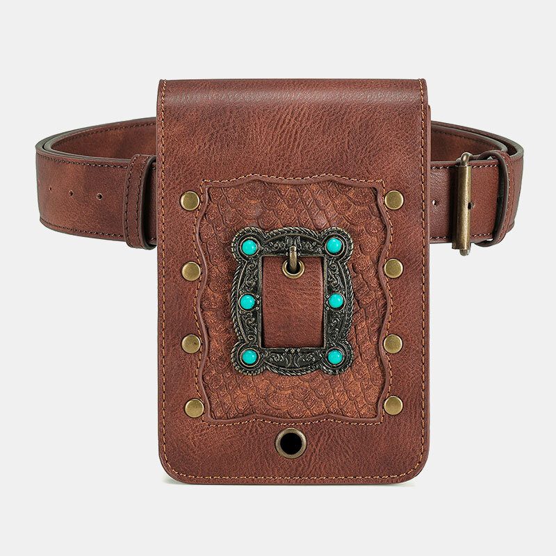 Dame Avtakbar Skulderrem Hardware Nagle Dekor Slangemønster Klaff Magnetisk Lås Design Crossbody Vesker Midjeveske