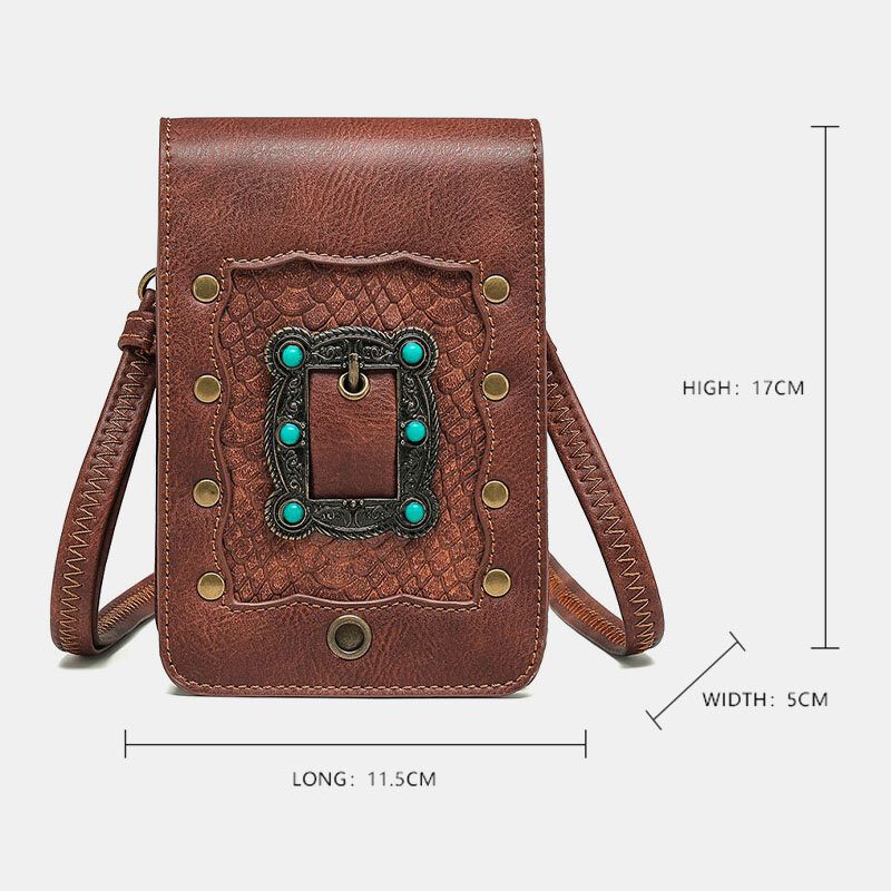 Dame Avtakbar Skulderrem Hardware Nagle Dekor Slangemønster Klaff Magnetisk Lås Design Crossbody Vesker Midjeveske