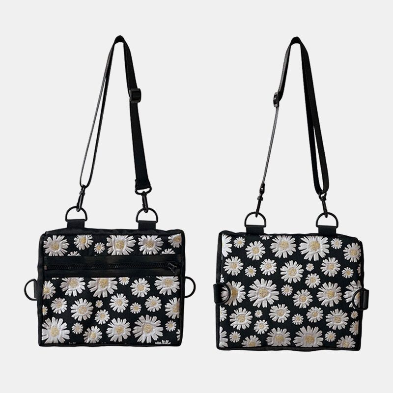 Dame Daisy Casual Flower Nylon Crossbody Vesker Skulderveske