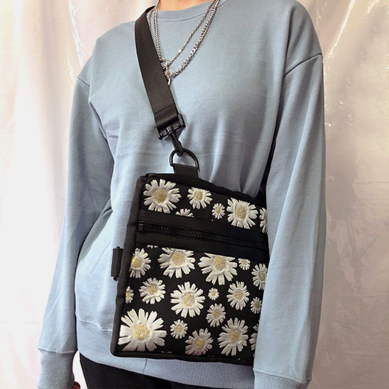 Dame Daisy Casual Flower Nylon Crossbody Vesker Skulderveske