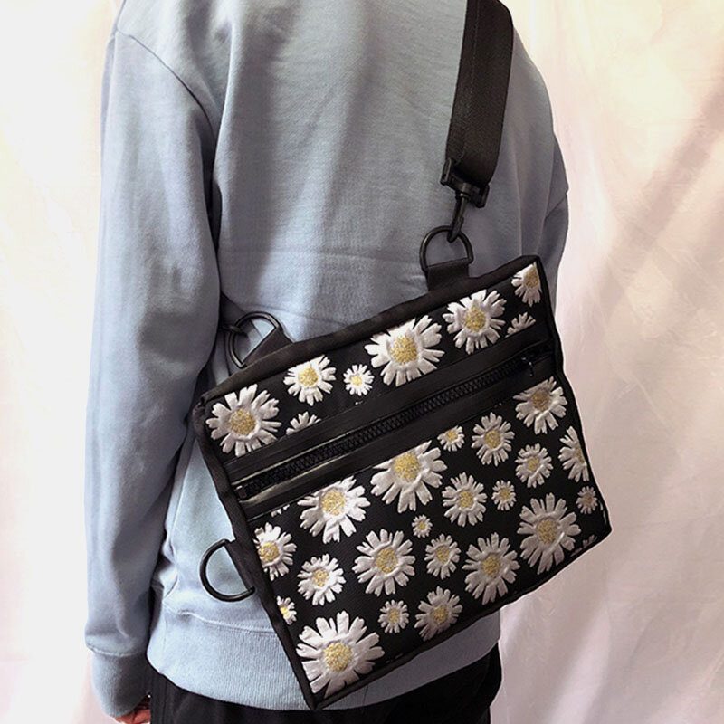 Dame Daisy Casual Flower Nylon Crossbody Vesker Skulderveske