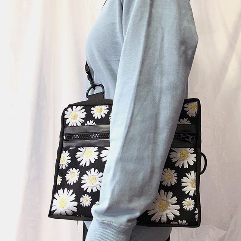 Dame Daisy Casual Flower Nylon Crossbody Vesker Skulderveske