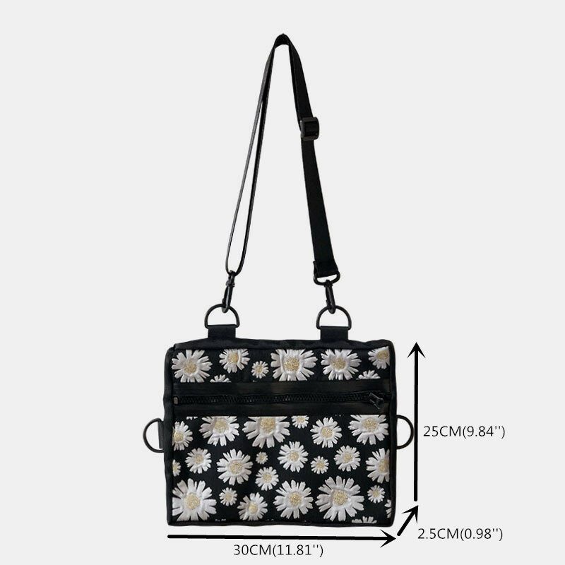 Dame Daisy Casual Flower Nylon Crossbody Vesker Skulderveske