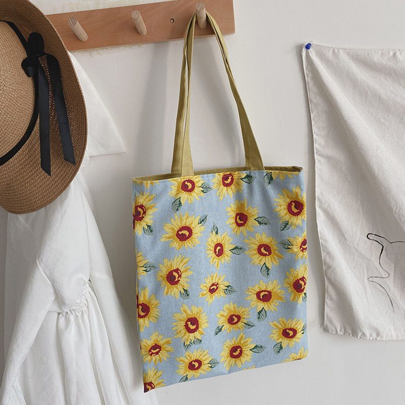 Dame Dotted Daisy Printed Tote Vesker Håndveske Skulderveske