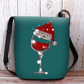 Dame Filt Dame Julelue Glass Cup Uformell Utendørs Crossbody Vesker Skulderveske