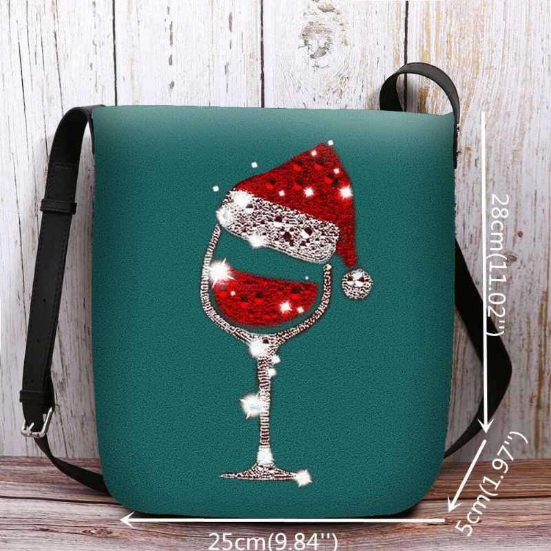 Dame Filt Dame Julelue Glass Cup Uformell Utendørs Crossbody Vesker Skulderveske